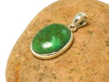 Green Oval Tibetan TURQUOISE Sterling Silver 925 Gemstone Pendant