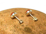 Orange CARNELIAN Sterling Silver 925 Round Stud Earrings - 7 mm