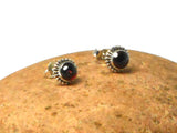 Round Red GARNET Sterling Silver Stud Earrings - 5 mm