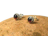 Round Red GARNET Sterling Silver Stud Earrings - 5 mm