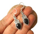 Teardrop shaped BLACK ONYX Sterling Silver Earrings 925