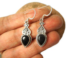 Teardrop shaped BLACK ONYX Sterling Silver Earrings 925