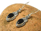 Teardrop shaped BLACK ONYX Sterling Silver Earrings 925