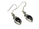 Teardrop shaped BLACK ONYX Sterling Silver Earrings 925