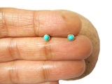 Small Round Shaped Blue TURQUOISE Sterling Silver 925 Gemstone Stud Earrings - 3 mm