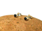 Small Round BLACK ONYX Sterling Silver Gemstone Stud Earrings 925 - 3 mm