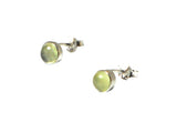 Round Green PREHNITE Sterling Silver 925 Gemstone Stud Earrings - 5 mm