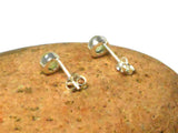 Round Green PREHNITE Sterling Silver 925 Gemstone Stud Earrings - 5 mm