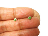 Small Round Grade 'A' Tsavorite (Green Garnet) Sterling Silver 925 Gemstone Stud Earrings - 3 mm