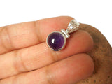 Round Purple AMETHYST Sterling Silver 925 Gemstone Pendant