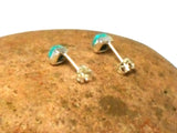 Blue Square Shaped TURQUOISE Sterling Silver 925 Gemstone Stud Earrings - 4 mm