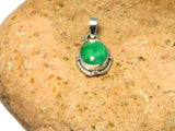 Small Green Oval Shaped EMERALD Sterling Silver 925 Gemstone Pendant