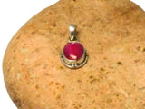 Small Pink Oval Shaped RUBY Sterling Silver 925 Gemstone Pendant