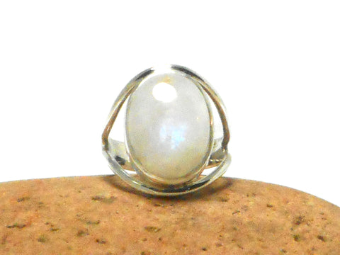 Oval Moonstone Sterling Silver 925 Gemstone Statement Ring