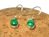 Green Oval MALACHITE Sterling Silver 925 Gemstone Drop Dangle Earrings