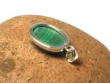 Green Oval Malachite Sterling Silver 925 Gemstone Pendant