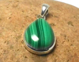 Green Teardrop Malachite Sterling Silver 925 Gemstone Pendant