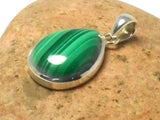Green Teardrop Malachite Sterling Silver 925 Gemstone Pendant