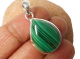 Green Teardrop Malachite Sterling Silver 925 Gemstone Pendant