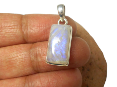 Rectangular MOONSTONE Sterling Silver 925 Gemstone Pendant