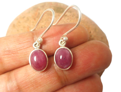 Pink Oval  RUBY Sterling Silver 925 Gemstone Earrings