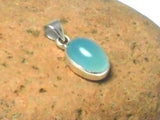 Oval Blue CHALCEDONY Sterling Silver 925 Gemstone Pendant