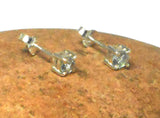 Small AQUAMARINE Sterling Silver Round Gemstone Stud Earrings 925 - 4 mm