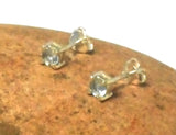 Small AQUAMARINE Sterling Silver Round Gemstone Stud Earrings 925 - 4 mm
