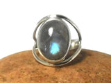Fiery LABRADORITE  Sterling Silver 925 Oval Gemstone Ring