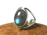Fiery LABRADORITE  Sterling Silver 925 Oval Gemstone Ring