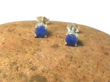 Blue Round SAPPHIRE Sterling Silver Stud Earrings 925 - 5 mm