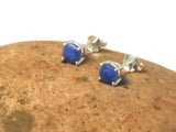 Blue Round SAPPHIRE Sterling Silver Stud Earrings 925 - 5 mm