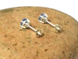 Blue Round SAPPHIRE Sterling Silver Stud Earrings 925 - 5 mm