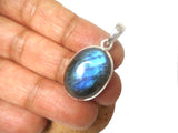 Fiery Oval LABRADORITE Sterling Silver 925 Gemstone Pendant