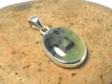 Green Oval PREHNITE Sterling Silver 925 Gemstone Pendant
