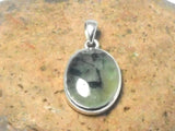 Green Oval PREHNITE Sterling Silver 925 Gemstone Pendant