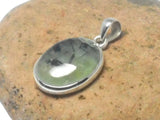 Green Oval PREHNITE Sterling Silver 925 Gemstone Pendant