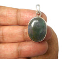 Oval Green Moss Agate Sterling Silver 925 Gemstone Pendant