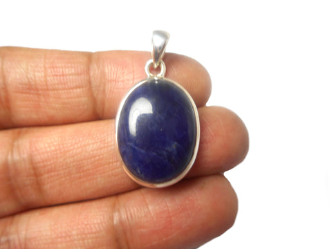 Oval Blue SODALITE Sterling Silver 925 Gemstone Pendant
