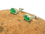 Green Oval EMERALD Sterling Silver 925 Stud Earrings - 5 x 7 mm