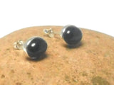 Oval Black Onyx Sterling Silver Stud Earrings 925 - 8 x 10 mm