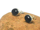 Oval Black Onyx Sterling Silver Stud Earrings 925 - 8 x 10 mm