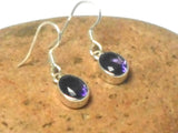 Purple Oval Amethyst Sterling Silver Gemstone Earrings 925