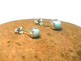 Round Blue LARIMAR Sterling Silver 925 Gemstone Stud Earrings - 5 mm
