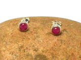 Pink Round Shaped RUBY Sterling Silver 925 Gemstone Stud Earrings - 5 mm