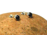 Round BLACK ONYX Sterling Silver Gemstone Stud Earrings 925 - 5 mm