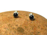 Round BLACK ONYX Sterling Silver Gemstone Stud Earrings 925 - 5 mm
