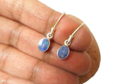 Small Fiery Oval Australian Opal Sterling Silver 925 Gemstone Drop Dangle Earrings- 5 x 7 mm