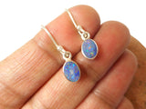 Small Fiery Oval Australian Opal Sterling Silver 925 Gemstone Drop Dangle Earrings - 5 x 7 mm