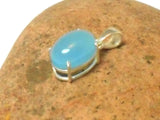 Small Blue Oval Chalcedony Sterling Silver 925 Gemstone Pendant